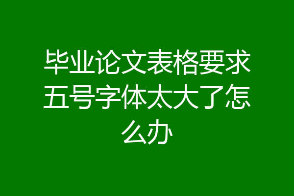 毕业论文表格要求五号字体太大了怎么办