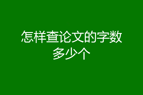 怎样查论文的字数多少个