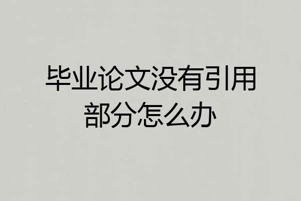 毕业论文没有引用部分怎么办