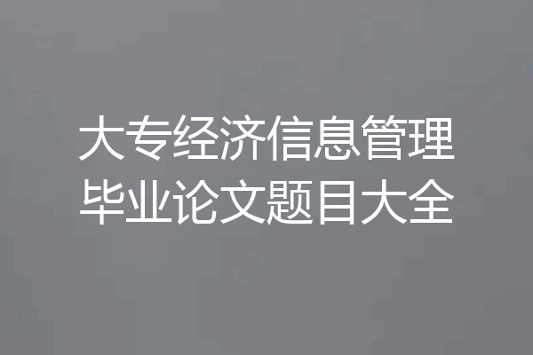 大专经济信息管理毕业论文题目大全