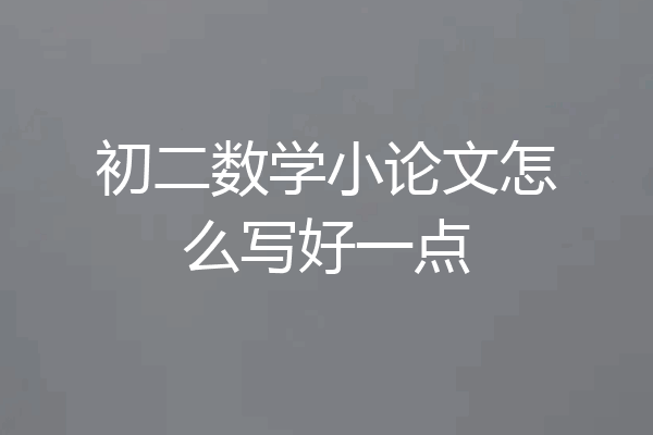 初二数学小论文怎么写好一点