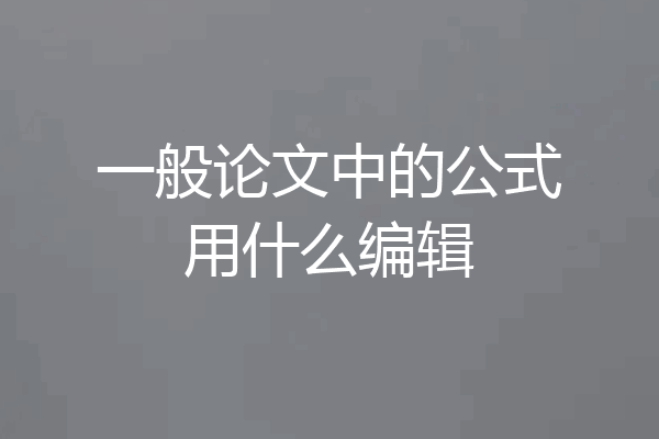 一般论文中的公式用什么编辑