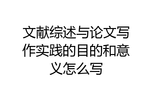 文献综述与论文写作实践的目的和意义怎么写