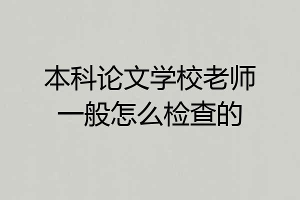 本科论文学校老师一般怎么检查的