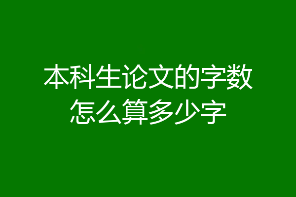 本科生论文的字数怎么算多少字