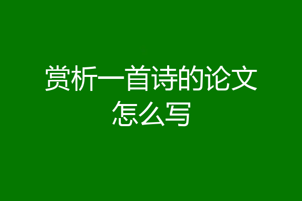 赏析一首诗的论文怎么写