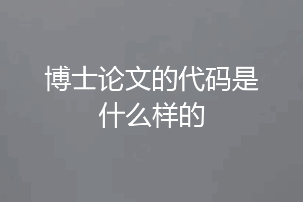 博士论文的代码是什么样的