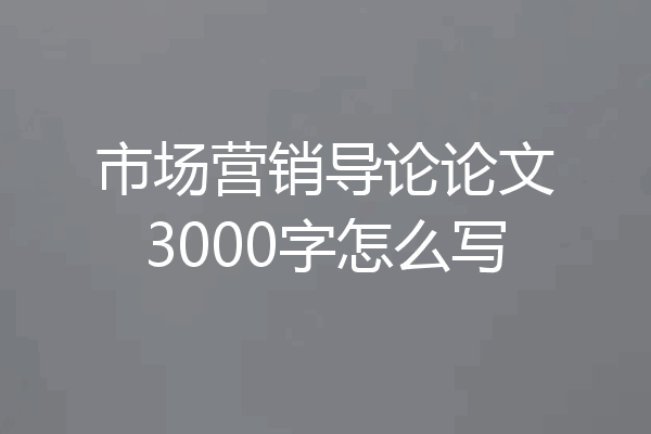 市场营销导论论文3000字怎么写