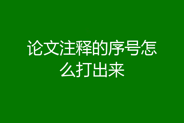 论文注释的序号怎么打出来