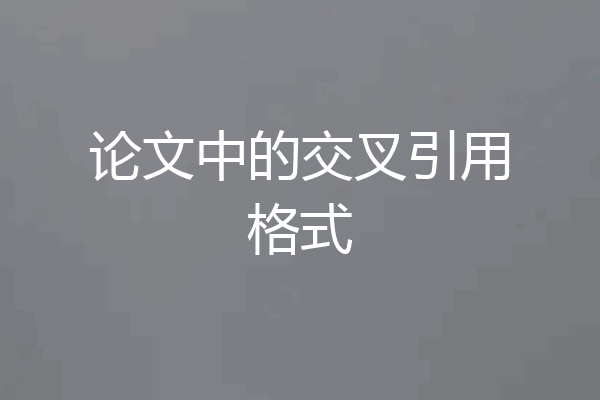 论文中的交叉引用格式