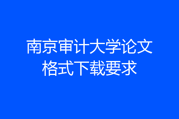 南京审计大学论文格式下载要求