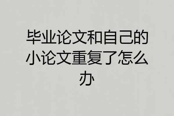 毕业论文和自己的小论文重复了怎么办