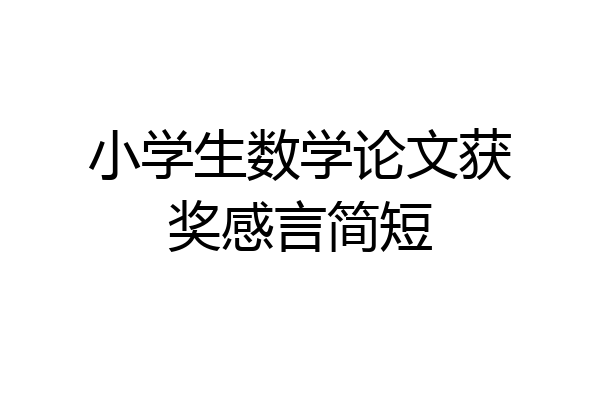 小学生数学论文获奖感言简短