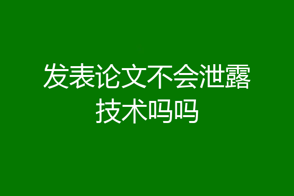 发表论文不会泄露技术吗吗