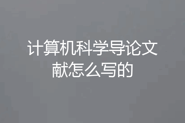 计算机科学导论文献怎么写的