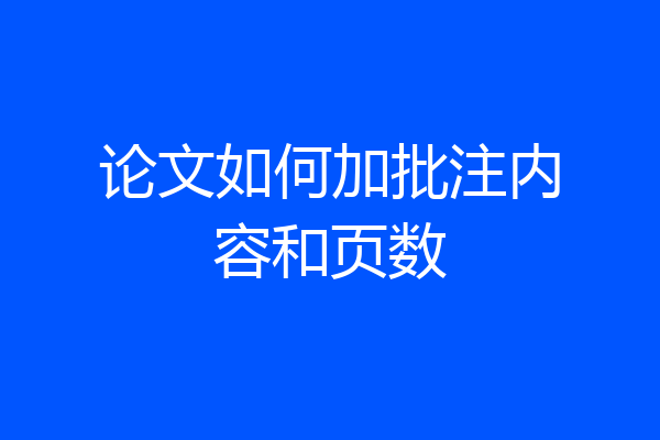 论文如何加批注内容和页数