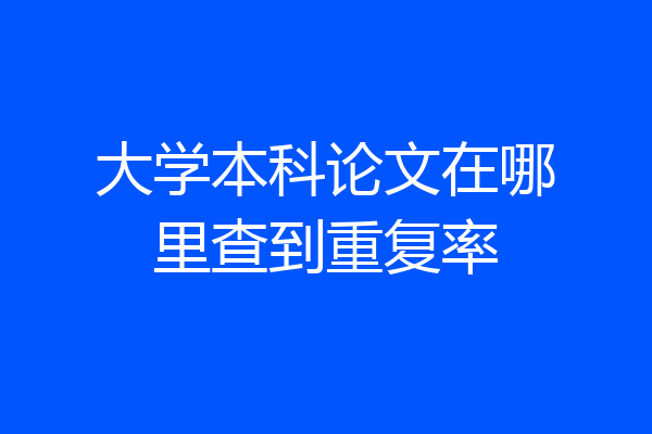 大学本科论文在哪里查到重复率
