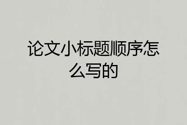 论文小标题顺序怎么写的