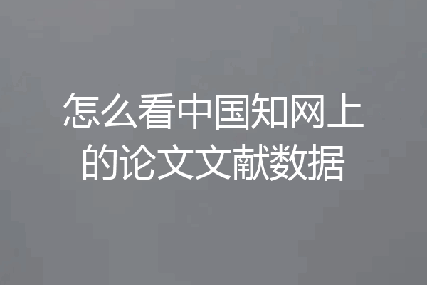 怎么看中国知网上的论文文献数据