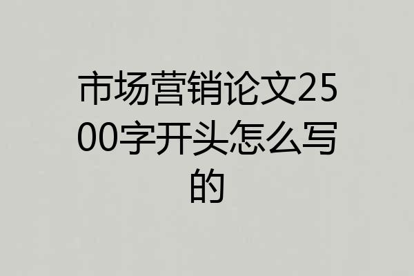 市场营销论文2500字开头怎么写的