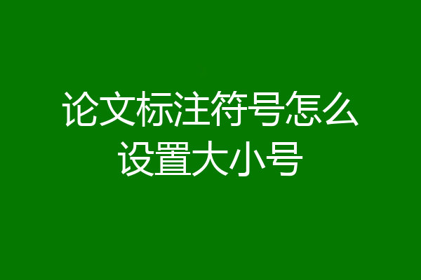 论文标注符号怎么设置大小号