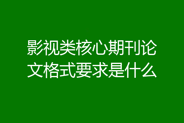 影视类核心期刊论文格式要求是什么