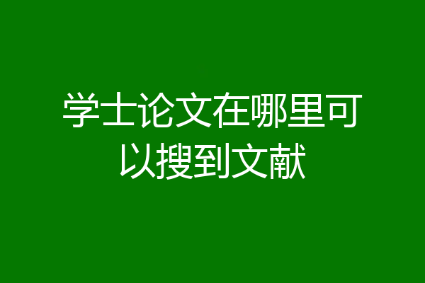 学士论文在哪里可以搜到文献