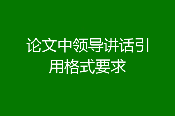 论文中领导讲话引用格式要求