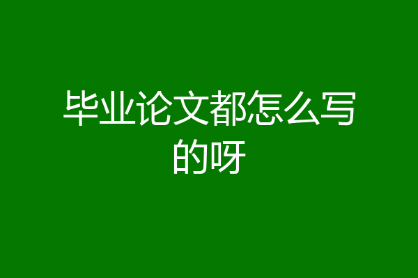 毕业论文都怎么写的呀