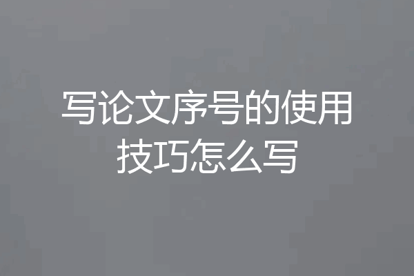 写论文序号的使用技巧怎么写