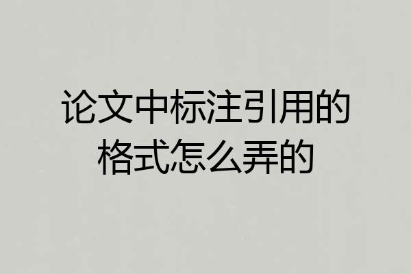 论文中标注引用的格式怎么弄的