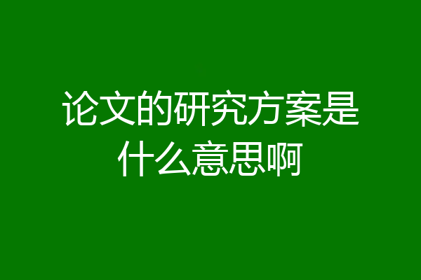 论文的研究方案是什么意思啊