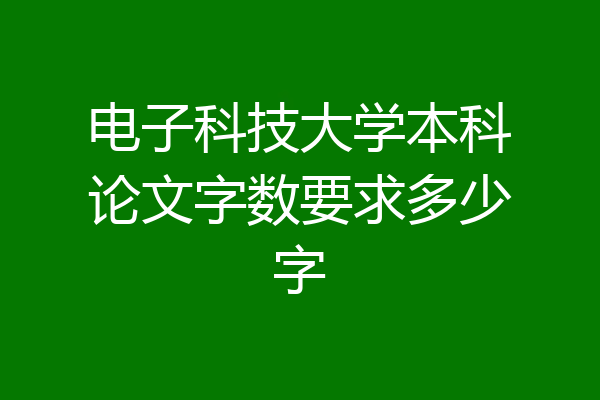 电子科技大学本科论文字数要求多少字