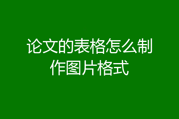 论文的表格怎么制作图片格式