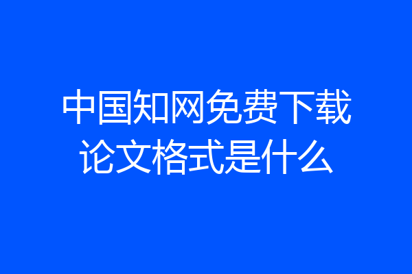 中国知网免费下载论文格式是什么