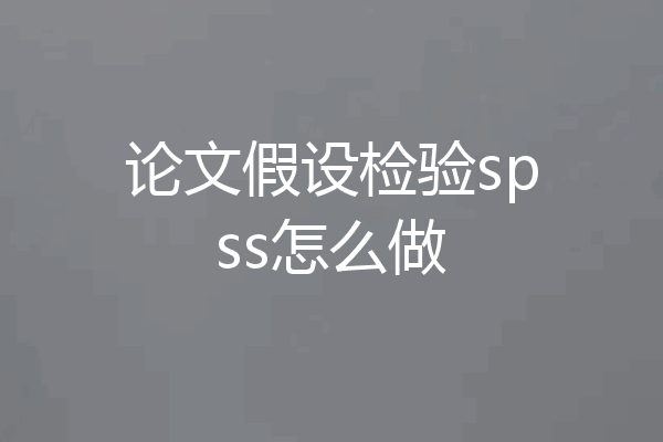 论文假设检验spss怎么做