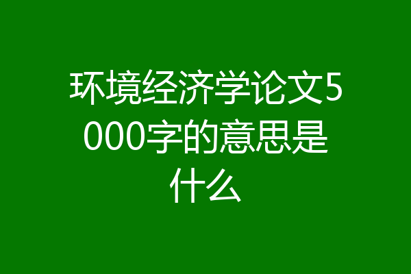 环境经济学论文5000字的意思是什么