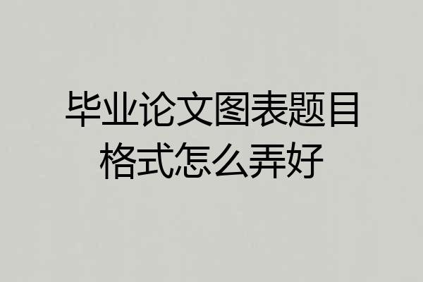 毕业论文图表题目格式怎么弄好