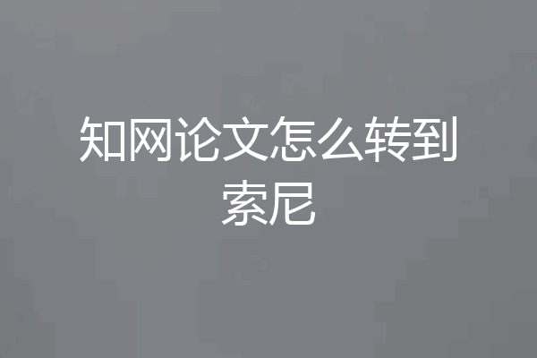 知网论文怎么转到索尼