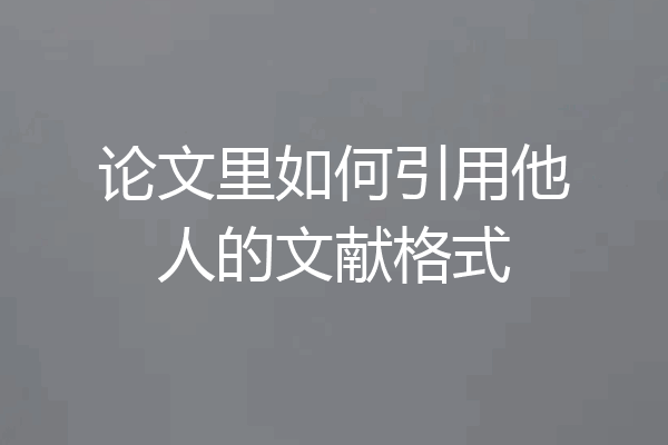 论文里如何引用他人的文献格式