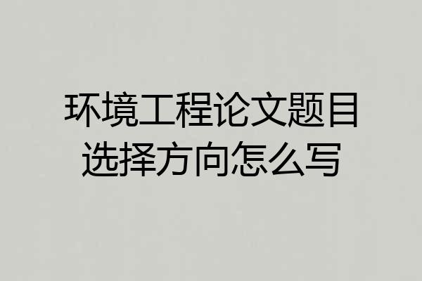 环境工程论文题目选择方向怎么写