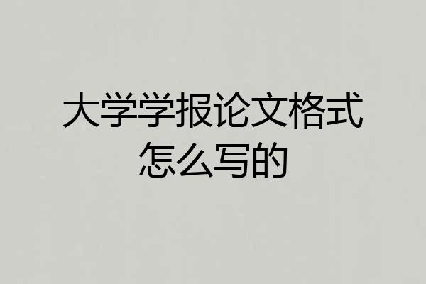 大学学报论文格式怎么写的