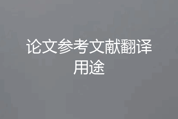 论文参考文献翻译用途