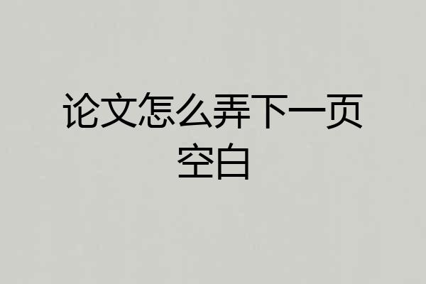 论文怎么弄下一页空白