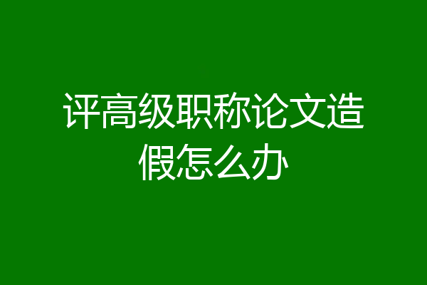 评高级职称论文造假怎么办