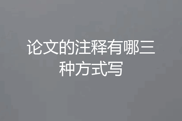 论文的注释有哪三种方式写