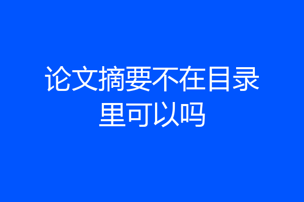 论文摘要不在目录里可以吗