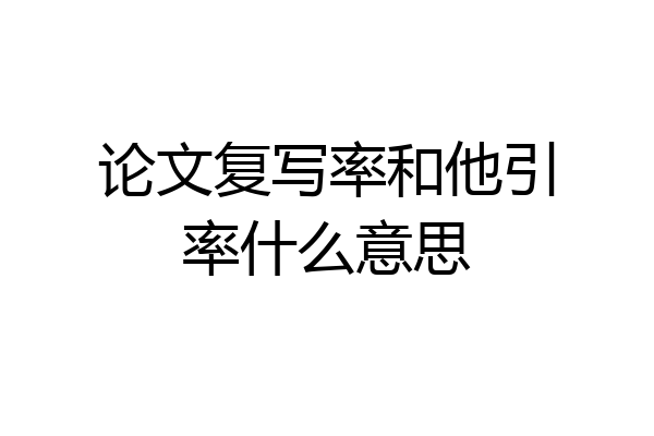 论文复写率和他引率什么意思