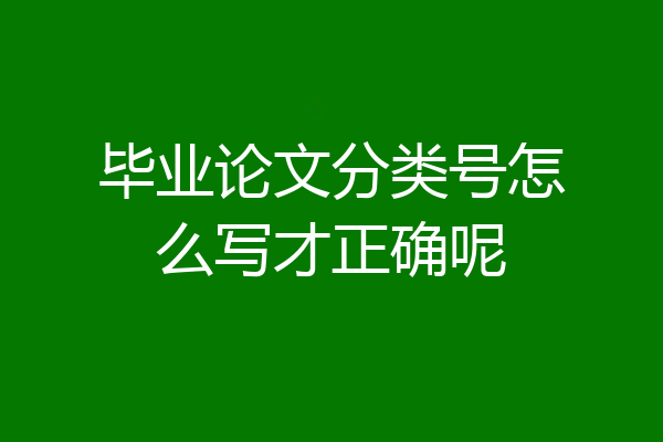 毕业论文分类号怎么写才正确呢