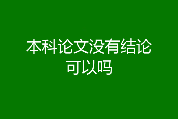 本科论文没有结论可以吗